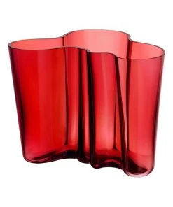 IITTALA Alvar Aalto 16cm Glass Vase Cranberry