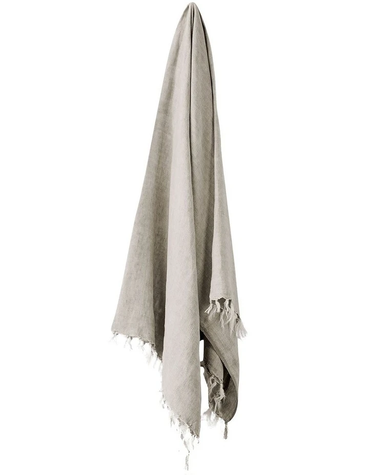 Aura Home Vintage Linen Fringe Throw in Natural 1 Aura Home Vintage Linen Fringe Throw in Natural