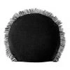 Aura Home Vintage Linen Fringe 45cm Round Cushion in Black