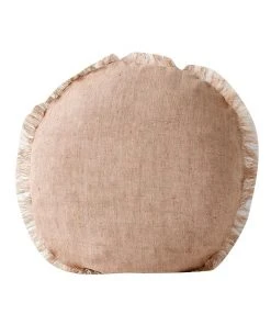 Aura Home Vintage Linen Fringe 55cm Cushion in Pink Clay