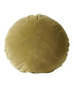 Aura Home Luxury Velvet 45cm Round Cushion in Olive