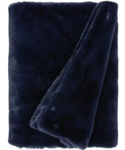 Heritage Amelie Faux Fur Throw Dark Blue