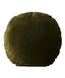 Aura Home Luxury Velvet 55cm Round Cushion in Khaki
