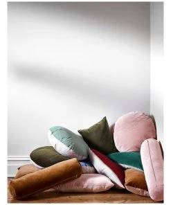 Aura Home Luxury Velvet 55cm Round Cushion in Khaki -The Shine Nook Sales Store 740661670 789089230 4 720x928