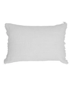 Australian House & Garden Coachwood Ribbed Cotton With Fringe Cushion Off-White