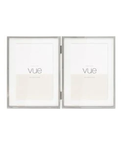 Vue 2 Piece 10x15cm Double Shiny Metal Photo Frame Set Silver
