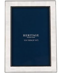 Heritage Mother of Pearl 10x15cm Shiny Metal Photo Frame Silver