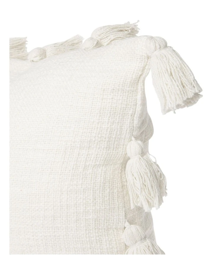 Vue Gibraltar Cotton Slub Cotton With Tassels Cushion Off White 2 Vue Gibraltar Cotton Slub Cotton With Tassels Cushion Off White - Image 2