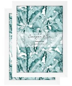 Cooper & Co Set Of 2 A4 White Premium Paradise Wooden Photo Frame