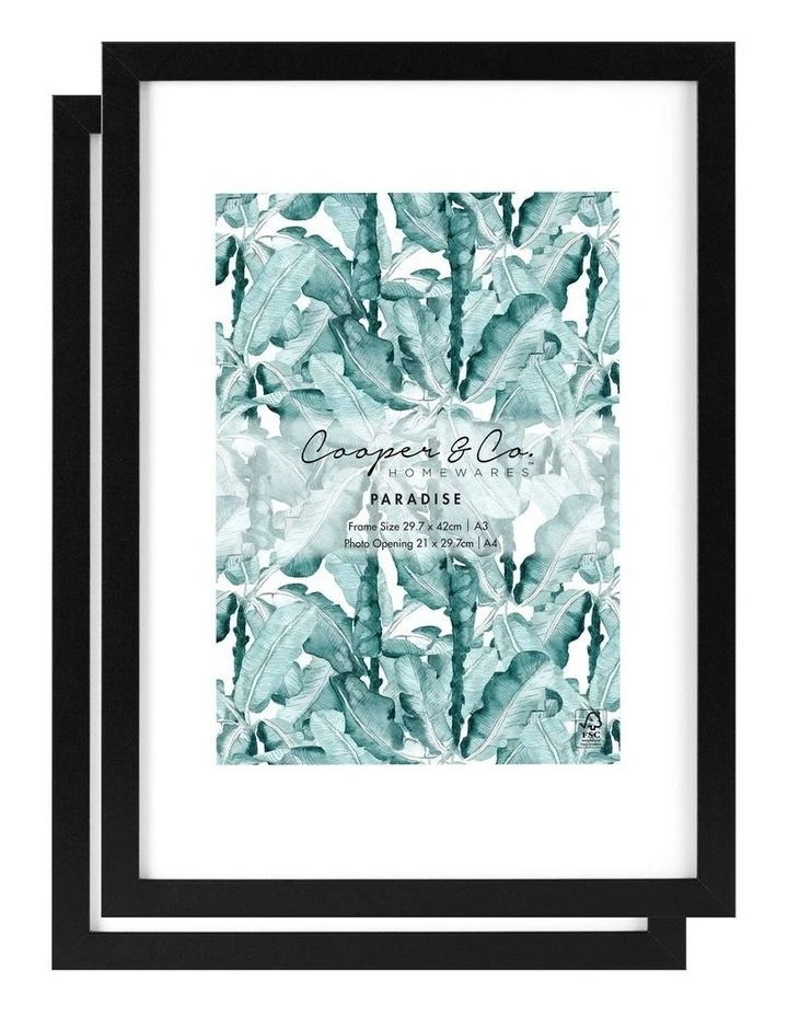 Cooper & Co Set Of 2 29.7cmx42 Mat to 21x29.7cm Black Premium Paradise Wooden Photo Frame 1 Cooper & Co Set Of 2 29.7cmx42 Mat to 21x29.7cm Black Premium Paradise Wooden Photo Frame