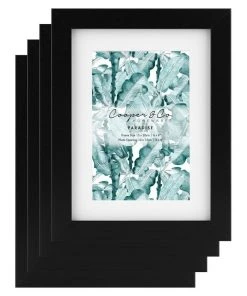 Cooper & Co Set Of 4 15x20cm Mat to 10x15cm Black Premium Paradise Wooden Photo Frame
