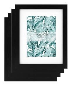 Cooper & Co Set Of 4 20x25cm Mat to 13x18cm Black Premium Paradise Wooden Photo Frame