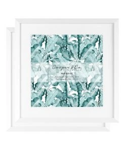 Cooper & Co Set Of 2 40x40cm Mat to 30x30cm White Premium Paradise Wooden Photo Frame