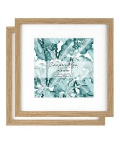 Cooper & Co Set Of 2 30x30cm Mat to 20x20cm Oak Premium Paradise Wooden Photo Frame