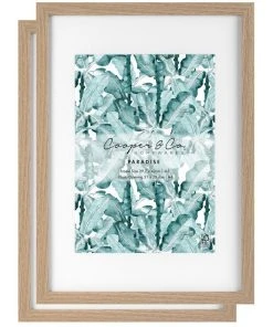 Cooper & Co Set Of 2 29.7x42cm Mat to 21x29.7cm Oak Premium Paradise Wooden Photo Frame