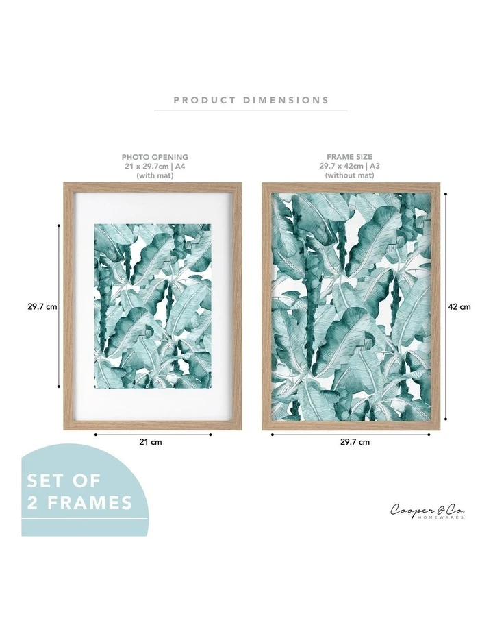 Cooper & Co Set Of 2 29.7x42cm Mat to 21x29.7cm Oak Premium Paradise Wooden Photo Frame 7 Cooper & Co Set Of 2 29.7x42cm Mat to 21x29.7cm Oak Premium Paradise Wooden Photo Frame - Image 7