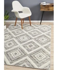 Rug Culture Sabrina Geo Diamonds Rug Silver Grey -The Shine Nook Sales Store 782207830 7 720x928