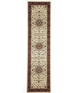 Rug Culture Sydney Medallion Runner Ivory with Red Border Runner Rug