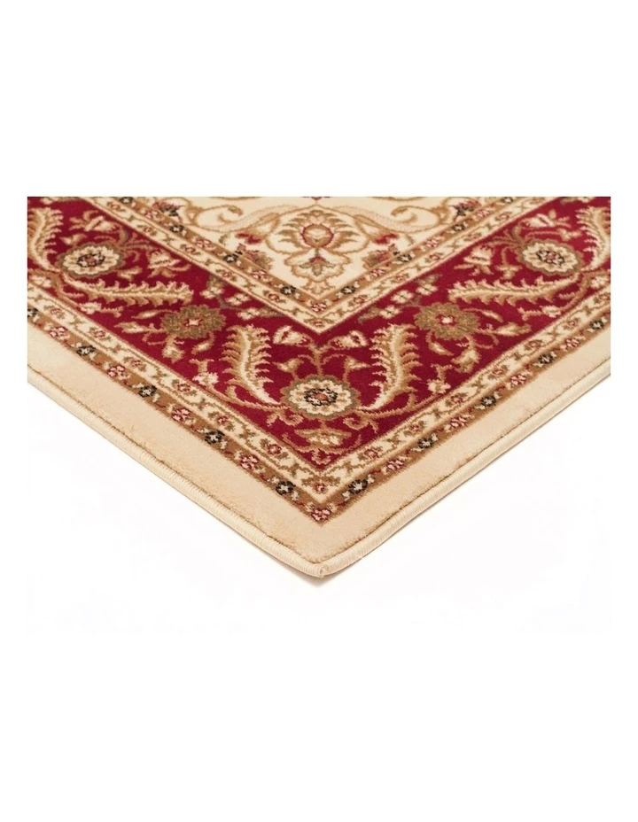 Rug Culture Sydney Medallion Runner Ivory with Red Border Runner Rug 2 Rug Culture Sydney Medallion Runner Ivory with Red Border Runner Rug - Image 2