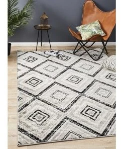 Rug Culture Sabrina Geo Diamonds Rug Grey Black -The Shine Nook Sales Store 782208640 7 720x928