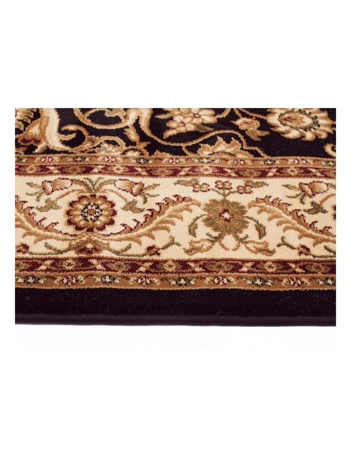 Rug Culture Sydney Medallion Runner Black with Ivory Border Runner Rug 3 Rug Culture Sydney Medallion Runner Black with Ivory Border Runner Rug - Image 3