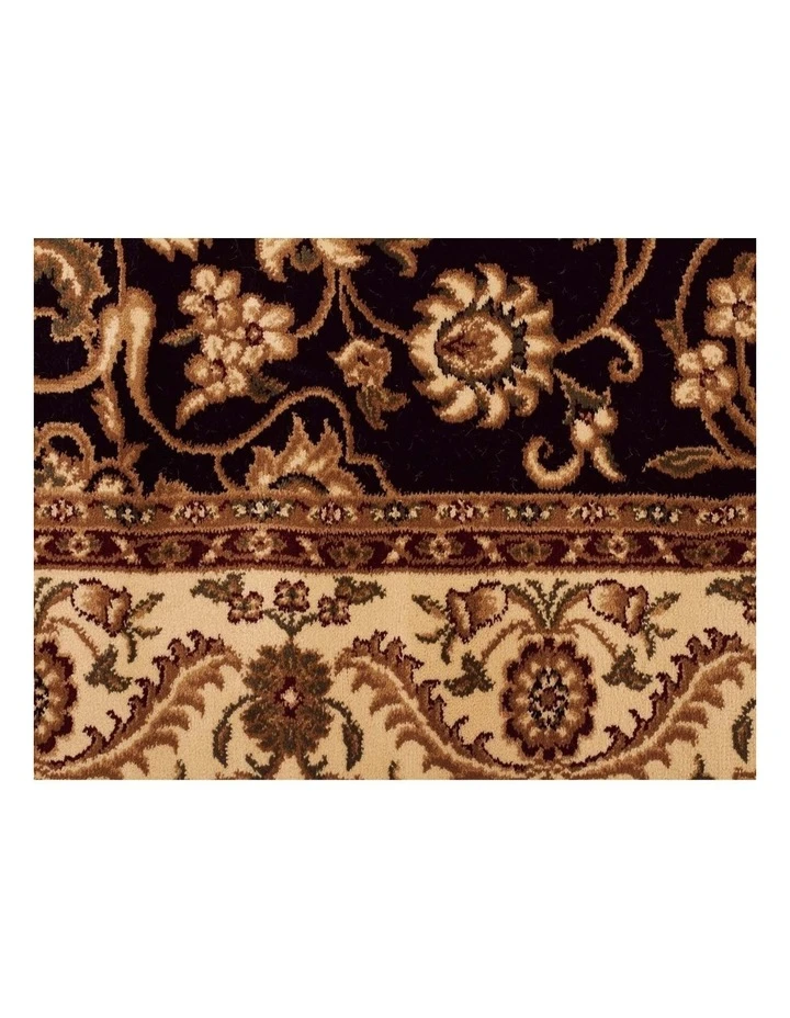 Rug Culture Sydney Medallion Runner Black with Ivory Border Runner Rug 4 Rug Culture Sydney Medallion Runner Black with Ivory Border Runner Rug - Image 4