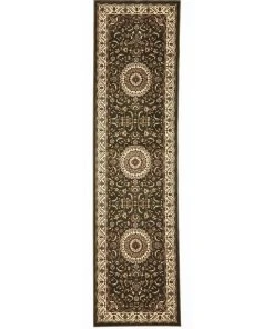Rug Culture Sydney Collection Medallion Rug Green with Ivory Border
