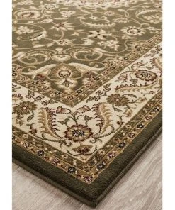 Rug Culture Sydney Collection Medallion Rug Green with Ivory Border -The Shine Nook Sales Store 790148080 3 720x928