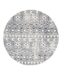 Rug Culture Oasis Ismail White Blue Rustic Round Rug