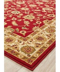 Rug Culture Sydney Collection Classic Rug Red with Ivory Border -The Shine Nook Sales Store 790149340 3 720x928