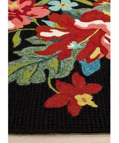 Rug Culture Copacabana Kelsey Bouquet Black Indoor Outdoor Rug -The Shine Nook Sales Store 790150600 4 720x928
