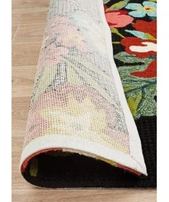 Rug Culture Copacabana Kelsey Bouquet Black Indoor Outdoor Rug -The Shine Nook Sales Store 790150600 6 720x928