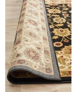 Rug Culture Sydney Collection Classic Rug Black with Ivory Border -The Shine Nook Sales Store 790155910 6 720x928