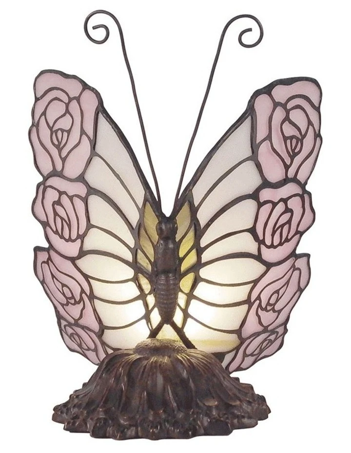 G&G Bro Rose Butterfly Tiffany Table Lamp 1 G&G Bro Rose Butterfly Tiffany Table Lamp