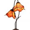 G&G Bro Double Lotus Tiffany Lamp Table - Orange