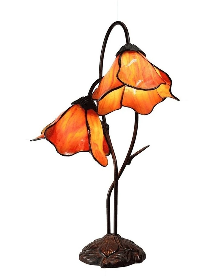 G&G Bro Double Lotus Tiffany Lamp Table - Orange 1 G&G Bro Double Lotus Tiffany Lamp Table - Orange