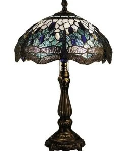 G&G Bro Blue Dragonfly Leadlight Tiffany Table Lamp