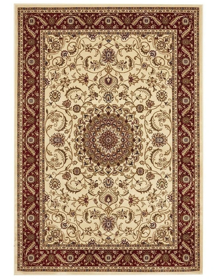 Rug Culture Sydney Collection Medallion Rug Ivory with Red Border 2 Rug Culture Sydney Collection Medallion Rug Ivory with Red Border - Image 2