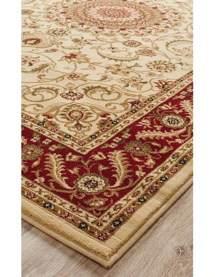Rug Culture Sydney Collection Medallion Rug Ivory with Red Border 3 Rug Culture Sydney Collection Medallion Rug Ivory with Red Border - Image 3