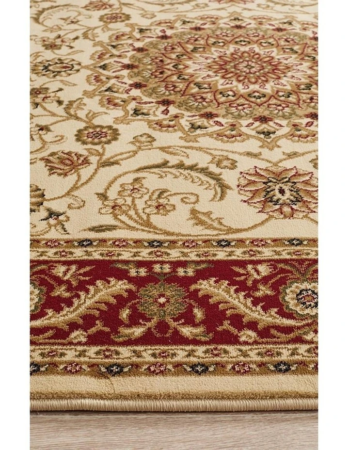 Rug Culture Sydney Collection Medallion Rug Ivory with Red Border 5 Rug Culture Sydney Collection Medallion Rug Ivory with Red Border - Image 5