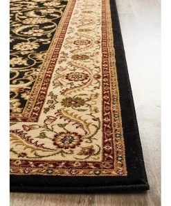 Rug Culture Sydney Collection Medallion Rug Black with Ivory Border -The Shine Nook Sales Store 797879260 4 720x928