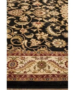 Rug Culture Sydney Collection Medallion Rug Black with Ivory Border -The Shine Nook Sales Store 797879260 5 720x928