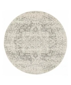 Rug Culture Evoke Dream White Silver Transitional Round Rug