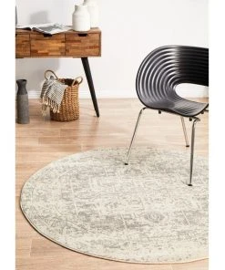 Rug Culture Evoke Dream White Silver Transitional Round Rug -The Shine Nook Sales Store 797879980 7 720x928