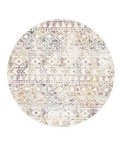 Rug Culture Oasis Ismail Multi Grey Rustic Round Rug