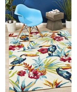 Rug Culture Copacabana Toucan Tropical Indoor Outdoor Rug Cream -The Shine Nook Sales Store 797882410 7 720x928