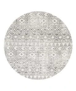 Rug Culture Oasis Ismail White Grey Rustic Round Rug