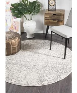 Rug Culture Oasis Ismail White Grey Rustic Round Rug -The Shine Nook Sales Store 797883490 5 720x928