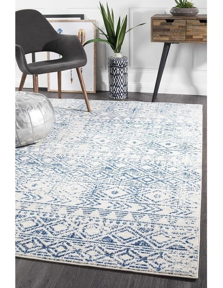 Rug Culture Oasis Ismail White Blue Rustic Rug 7 Rug Culture Oasis Ismail White Blue Rustic Rug - Image 7