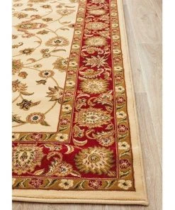 Rug Culture Sydney Collection Classic Rug Ivory with Red Border -The Shine Nook Sales Store 797932270 6 720x928